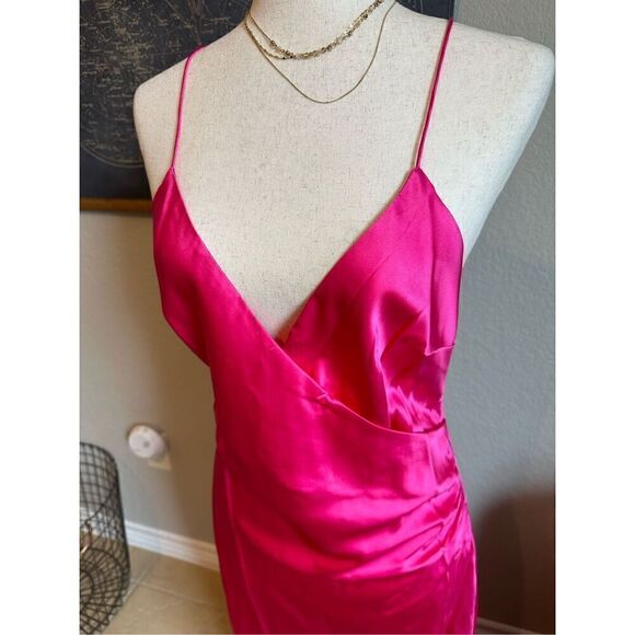 NWT SER.O.YA Retrofete Revolve Emma Pink Silk Slit Midi Dress Size L - Picture 3 of 13